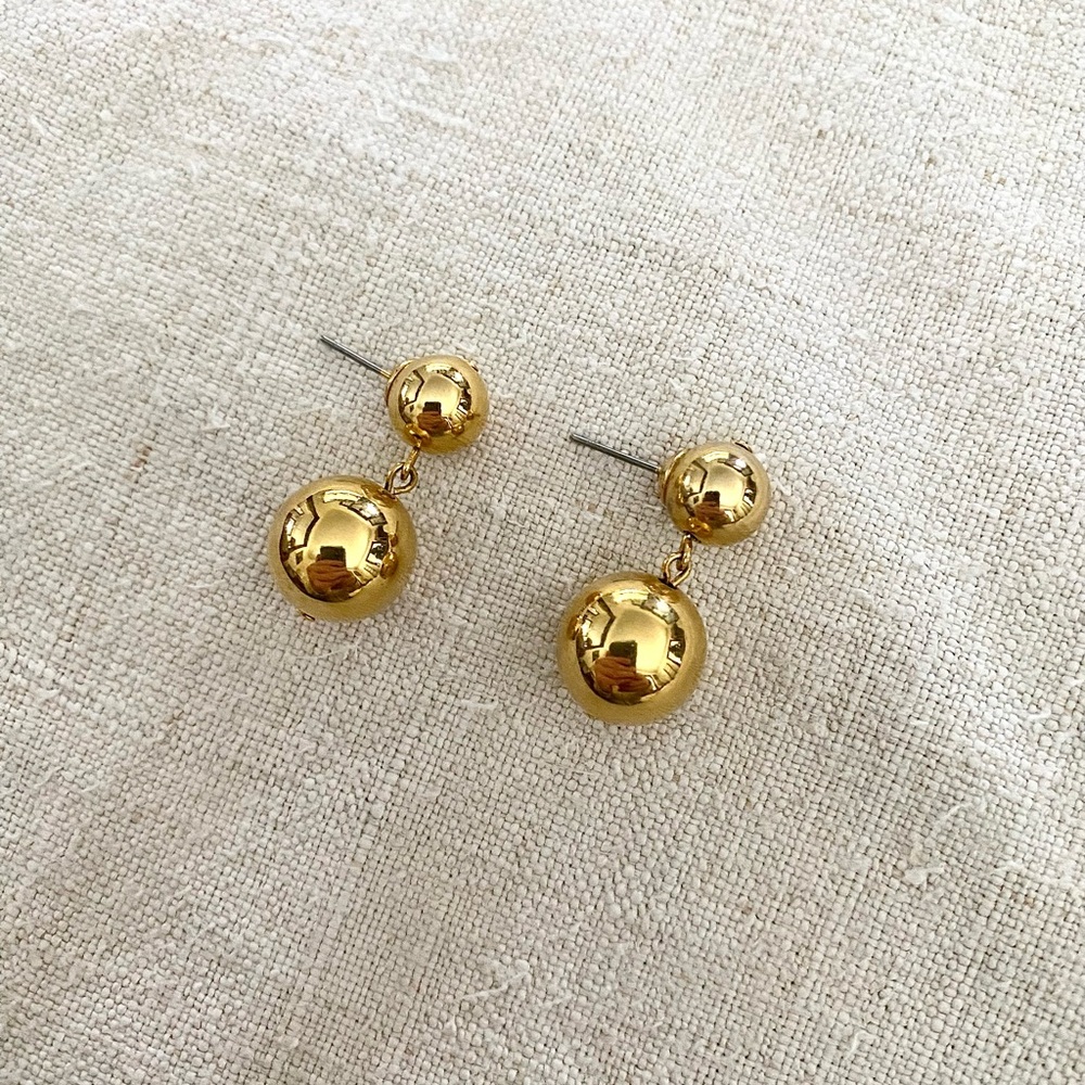 VTG Gold Orb Ball Earrings